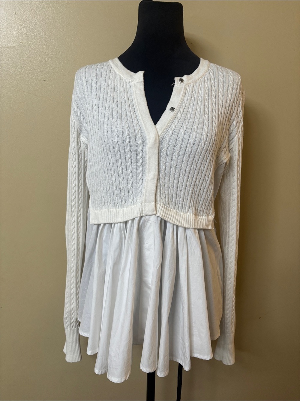 By Anthropologie Twofer Cable Cardigan Sweater